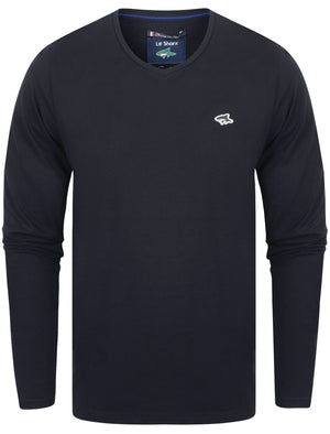 Lanark 2 V Neck Long Sleeve Top in True Navy - Le Shark