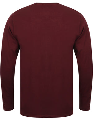 Lanark 2 V Neck Long Sleeve Top in Wine Tasting - Le Shark