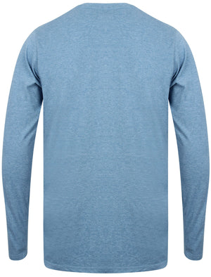 Lanark V Neck Long Sleeve Top in Light Blue Marl - Le Shark