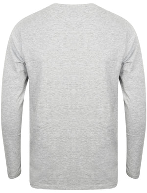 Lanark V Neck Long Sleeve Top in Light Grey Marl - Le Shark