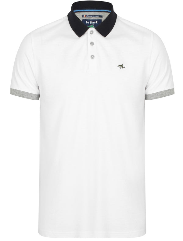 Langstone Cotton Pique Polo Shirt In Optic White - Le Shark