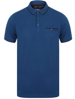 Lanyard Cotton Pique Polo Shirt with Pocket In Teal Blue - Le Shark