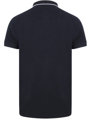 Lanyard Cotton Pique Polo Shirt with Pocket In True Navy - Le Shark