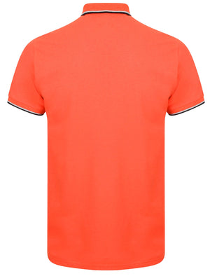 Lawless Cotton Pique Polo Shirt In Bright Salmon - Le Shark