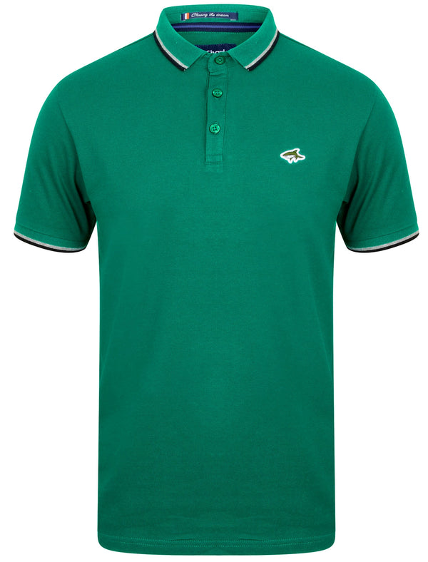 Lawless Cotton Pique Polo Shirt In Jungle Green - Le Shark