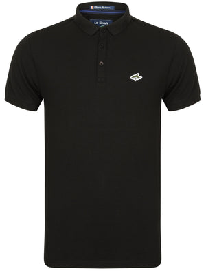 Lax Cotton Pique Polo Shirt In Black - Le Shark