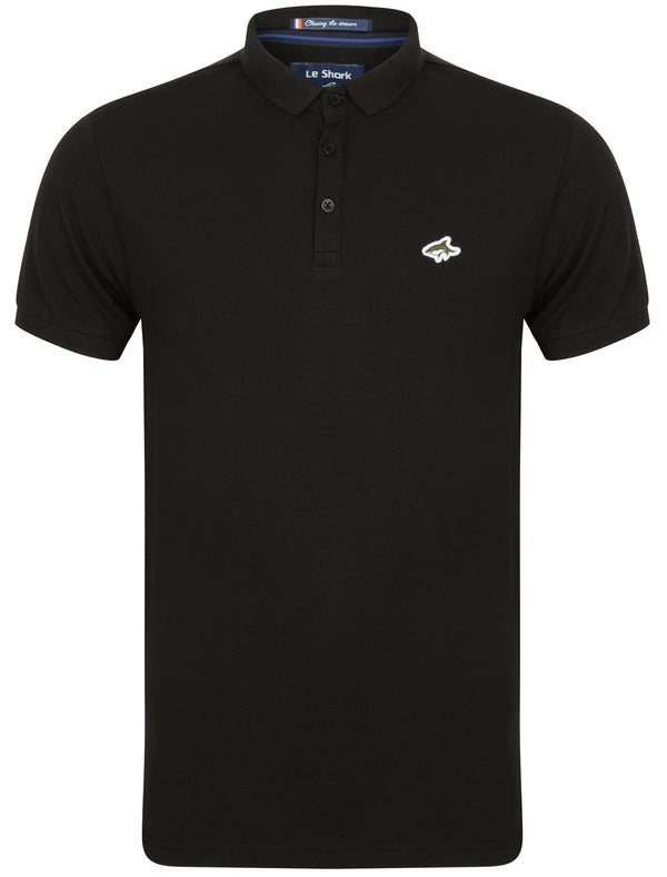Lax Cotton Pique Polo Shirt In Black - Le Shark