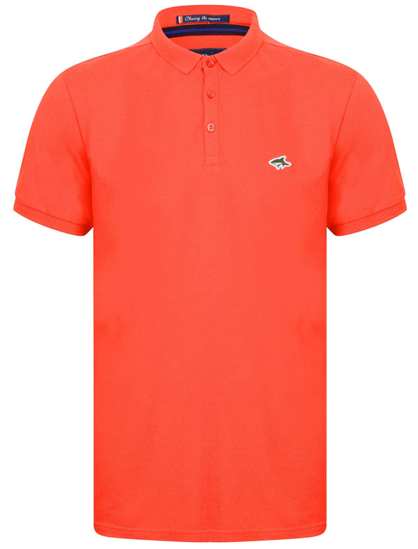 Lax Cotton Pique Polo Shirt In Bright Salmon - Le Shark