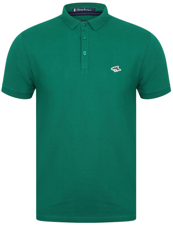 Lax Cotton Pique Polo Shirt In Jungle Green - Le Shark