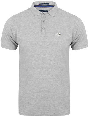 Lax Cotton Pique Polo Shirt In Light Grey Marl - Le Shark