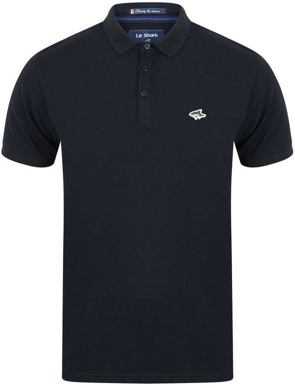 Lax Cotton Pique Polo Shirt In True Navy - Le Shark