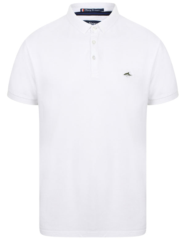 Lax Cotton Pique Polo Shirt In Optic White - Le Shark