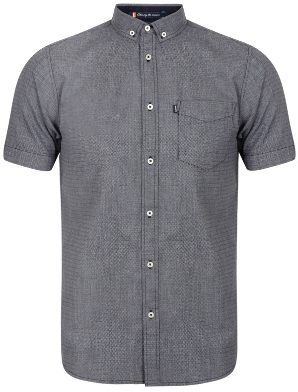 Lindfield Short Sleeved Cotton Shirt In Evening Blue - Le Shark