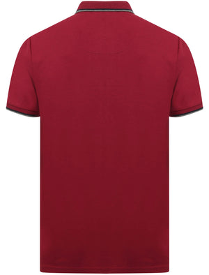 Lytham 2 Colour Block Pique Polo Shirt In Beet Red - Le Shark