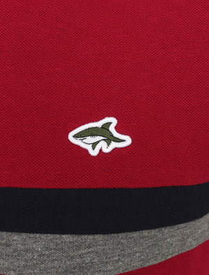 Lytham 2 Colour Block Pique Polo Shirt In Beet Red - Le Shark