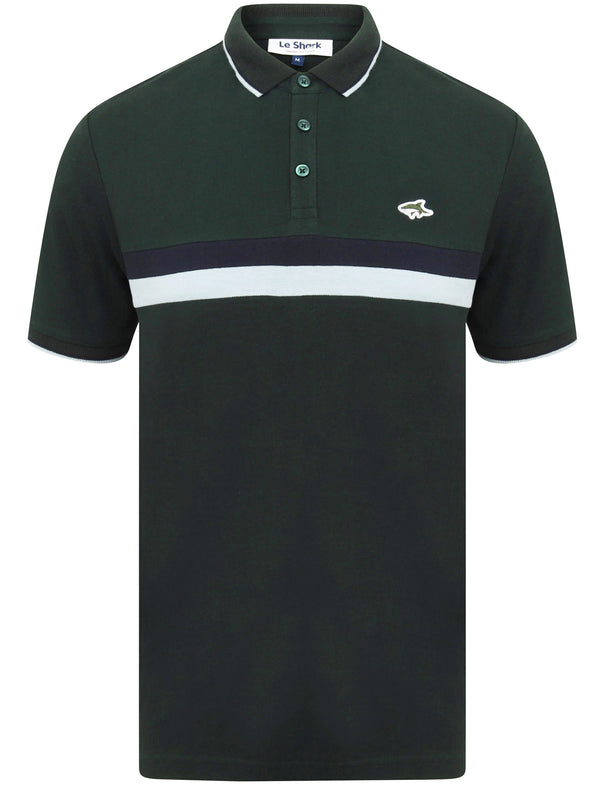 Lytham 2 Colour Block Pique Polo Shirt In Pine Grove - Le Shark