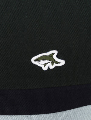 Lytham 2 Colour Block Pique Polo Shirt In Pine Grove - Le Shark