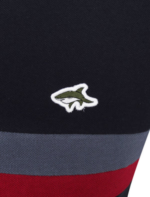Lytham 2 Colour Block Pique Polo Shirt In Sky Captain Navy - Le Shark