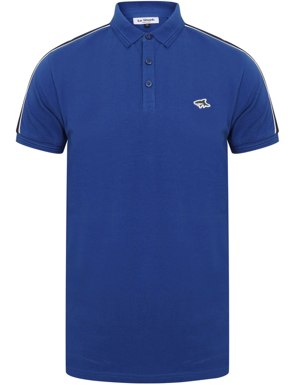 Mackennal Cotton Pique Polo Shirt with Sleeve Panels In Sea Surf Blue - Le Shark