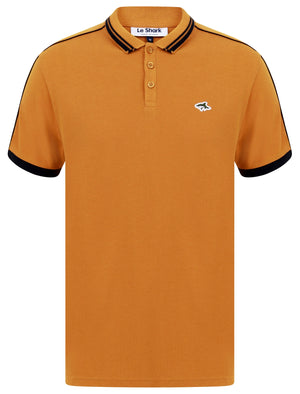 Maples 2 Cotton Pique Polo Shirt with Tipping In Buckthorn Brown - Le Shark