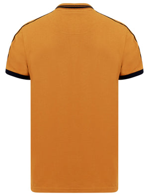 Maples 2 Cotton Pique Polo Shirt with Tipping In Buckthorn Brown - Le Shark
