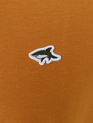 Maples 2 Cotton Pique Polo Shirt with Tipping In Buckthorn Brown - Le Shark