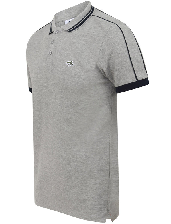 Maples 2 Cotton Pique Polo Shirt with Tipping In Light Grey Marl - Le Shark