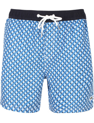 Marinos Geometric Print Swim Shorts In Turkish Sea - Le Shark