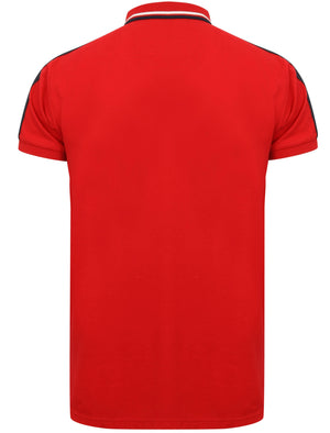 Market Cotton Pique Polo Shirt with Sleeve Panels In Barados Cherry - Le Shark
