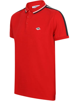Market Cotton Pique Polo Shirt with Sleeve Panels In Barados Cherry - Le Shark