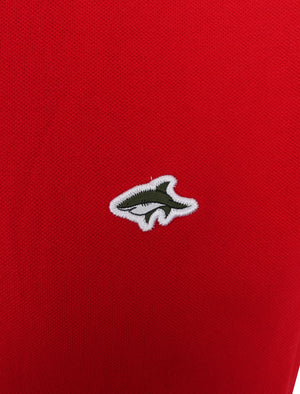 Market Cotton Pique Polo Shirt with Sleeve Panels In Barados Cherry - Le Shark