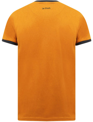 Maryon 2 Cotton Jersey Crew Neck Ringer T-Shirt In Buckthorn Brown - Le Shark
