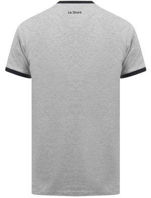 Maryon 2 Cotton Jersey Crew Neck Ringer T-Shirt In Light Grey Marl - Le Shark