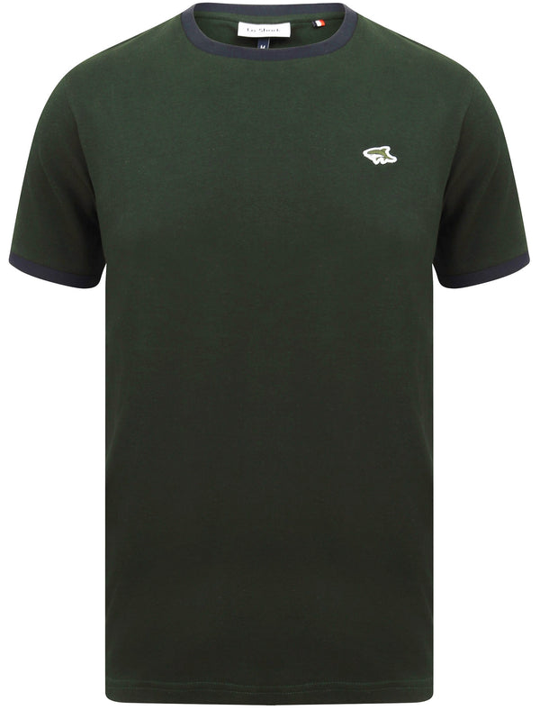 Maryon 2 Cotton Jersey Crew Neck Ringer T-Shirt In Pine Grove - Le Shark
