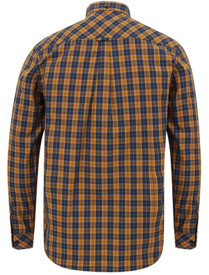 Mellor Checked Cotton Shirt with Chest Pocket In Cathay Spice Brown - Le Shark