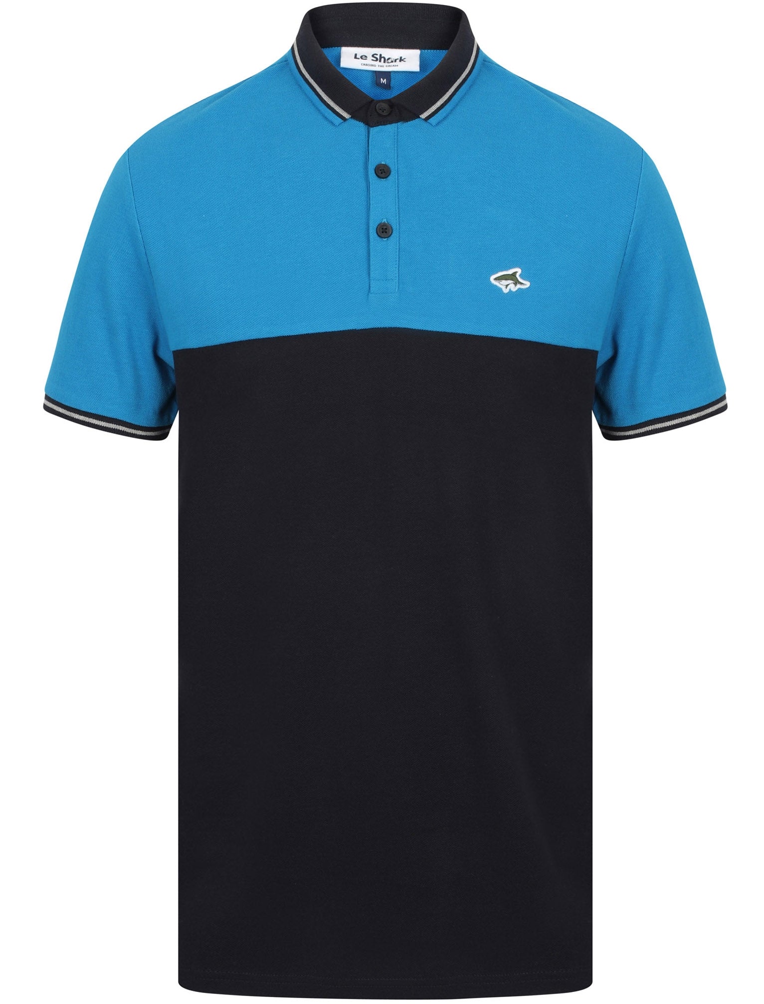 Miles Colour Block Pique Polo Shirt In Blue Aster Le Shark