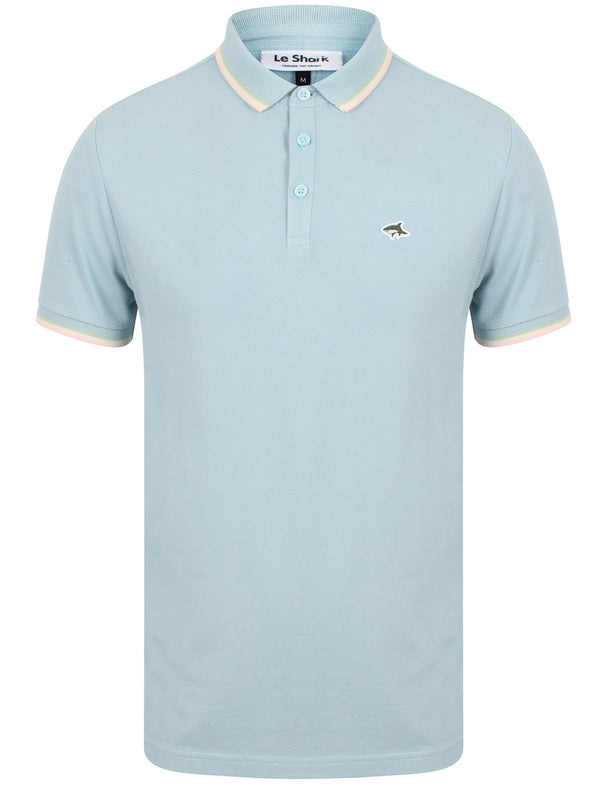 Milligan Cotton Pique Polo Shirt In Angel Falls Blue - Le Shark