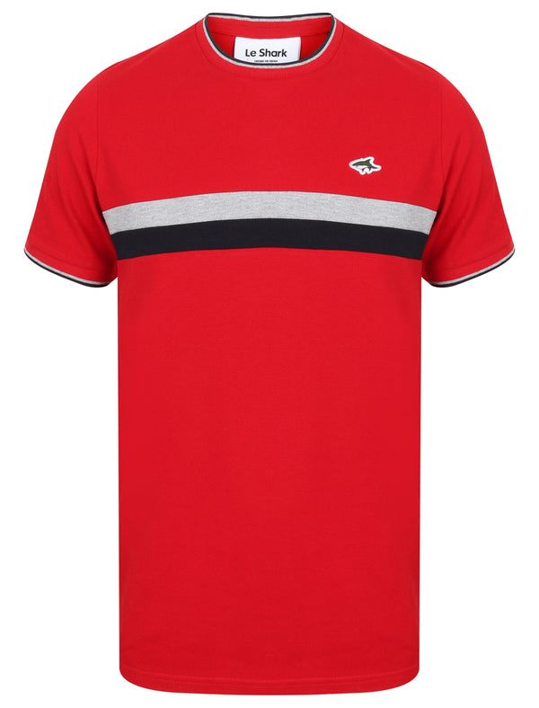 Milliner Crew Neck Cotton Pique T-Shirt In Barados Cherry - Le Shark