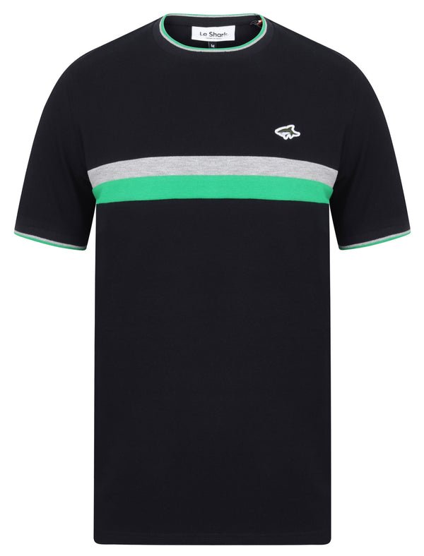 Milliner Crew Neck Cotton Pique T-Shirt In Sky Captain Navy - Le Shark