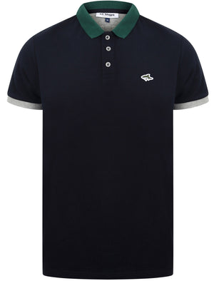 Mossop Cotton Pique Polo Shirt with Contrast Trims In Sky Captain Navy - Le Shark