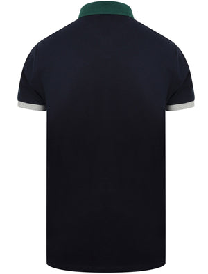 Mossop Cotton Pique Polo Shirt with Contrast Trims In Sky Captain Navy - Le Shark