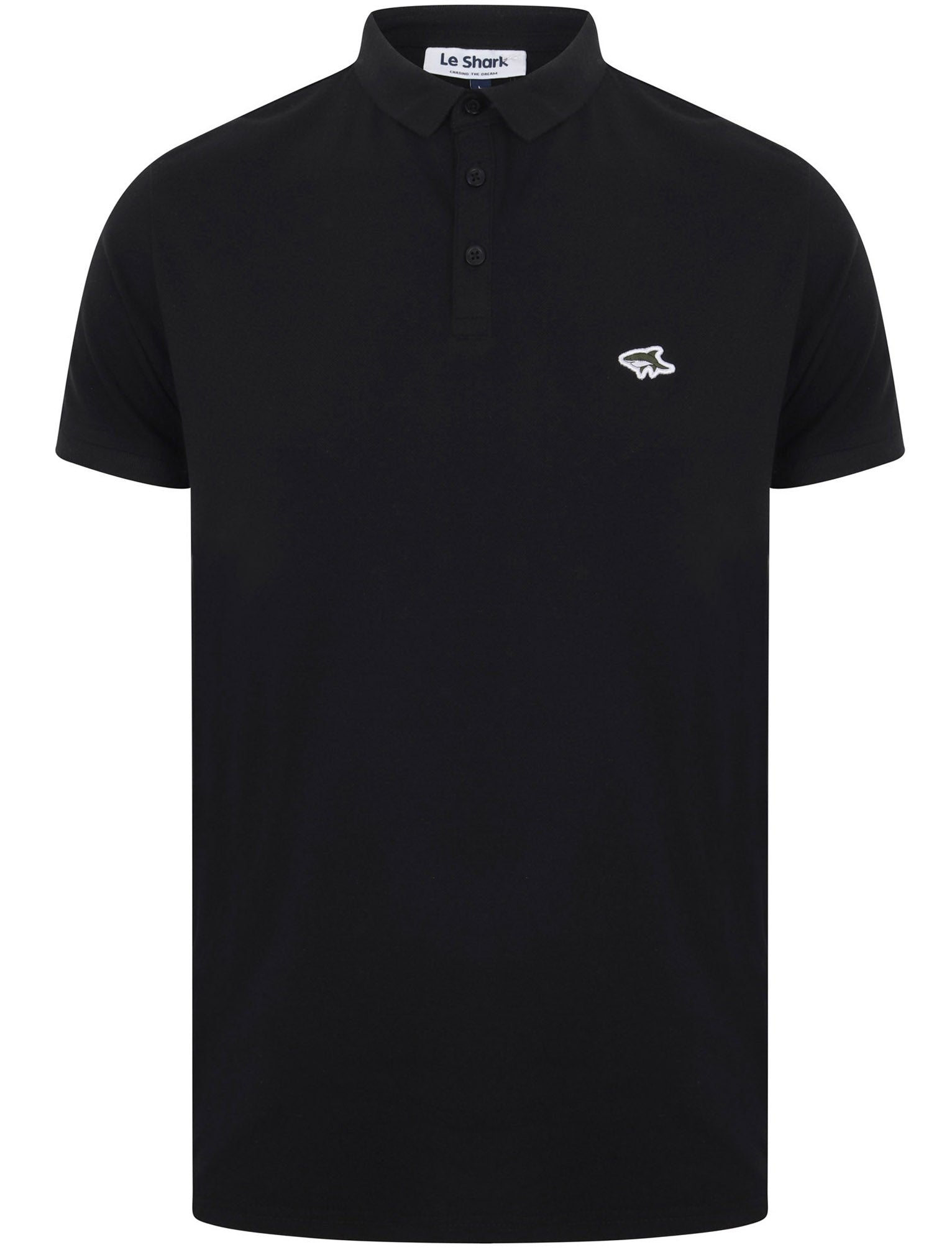 Mostyn Basic Cotton Pique Polo Shirt In Jet Black Le Shark