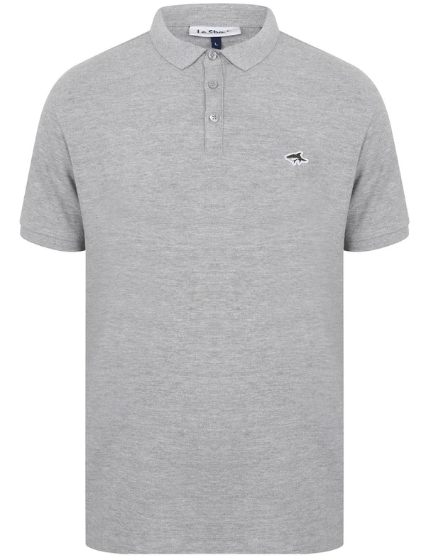 Mostyn Basic Cotton Pique Polo Shirt In Light Grey Marl - Le Shark
