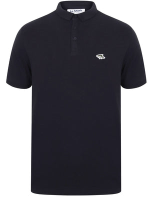 Mostyn Basic Cotton Pique Polo Shirt In Sky Captain Navy - Le Shark