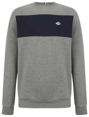 Norman Colour Block Panel Sweatshirt in Mid Grey Marl - Le Shark