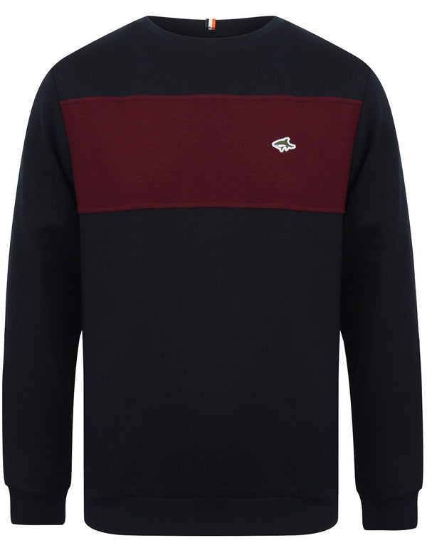 Norman Colour Block Panel Sweatshirt in Sky Captain Navy - Le Shark