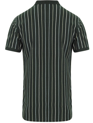 Norwood Pinstripe Cotton Pique Polo Shirt In Pine Grove - Le Shark