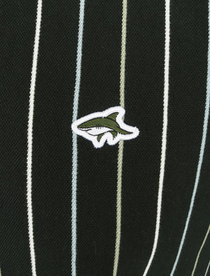 Norwood Pinstripe Cotton Pique Polo Shirt In Pine Grove - Le Shark