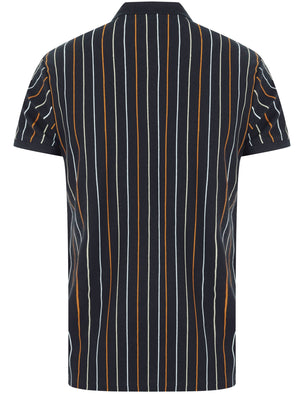 Norwood Pinstripe Cotton Pique Polo Shirt In Sky Captain Navy - Le Shark