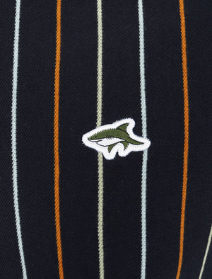 Norwood Pinstripe Cotton Pique Polo Shirt In Sky Captain Navy - Le Shark